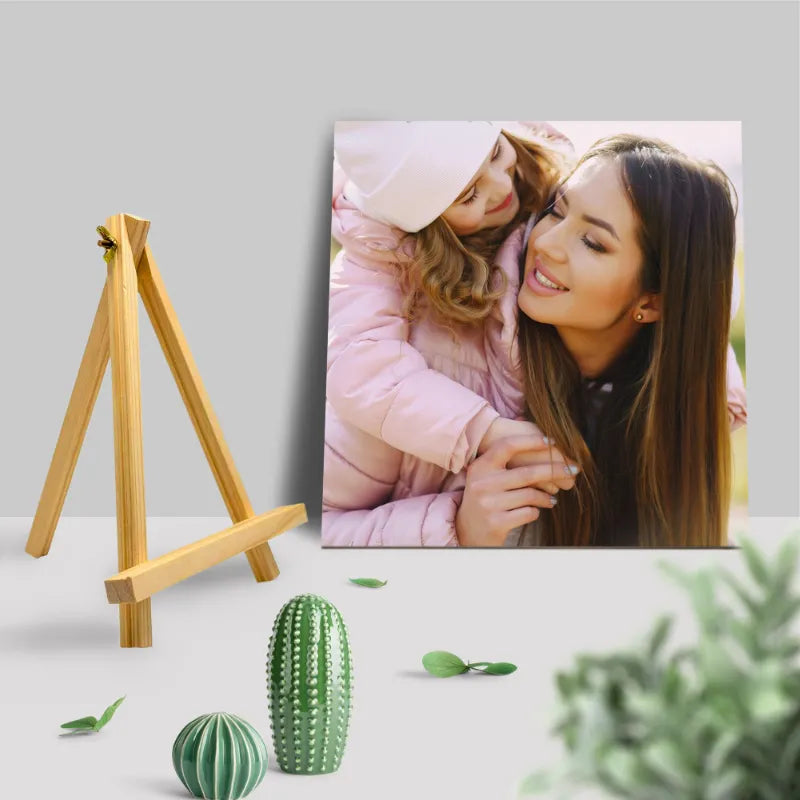 Custom 8x8" Wooden Plaque with Easel Stand