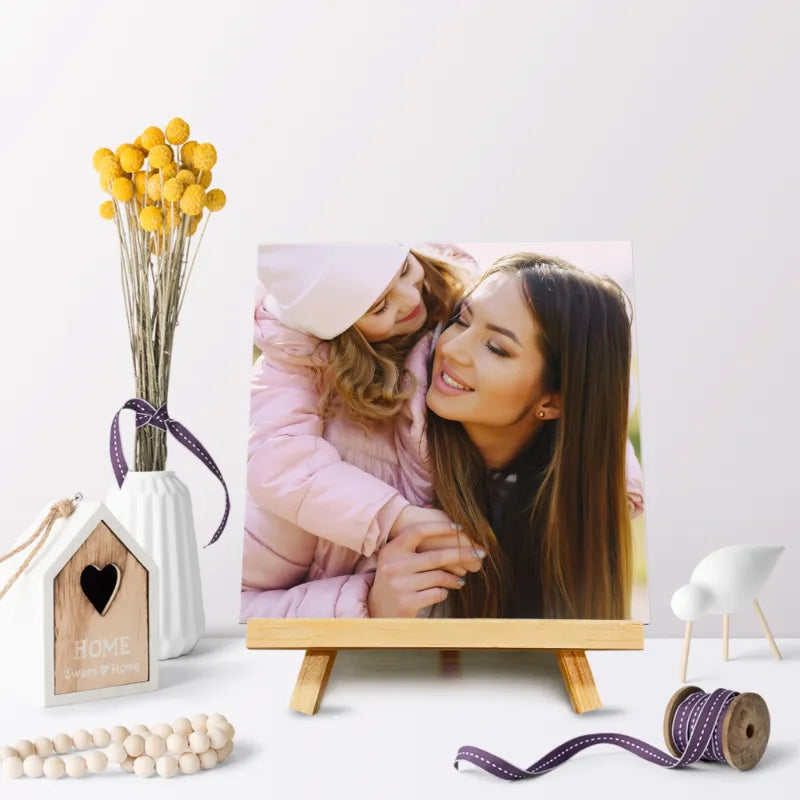 Custom 8x8" Wooden Plaque with Easel Stand