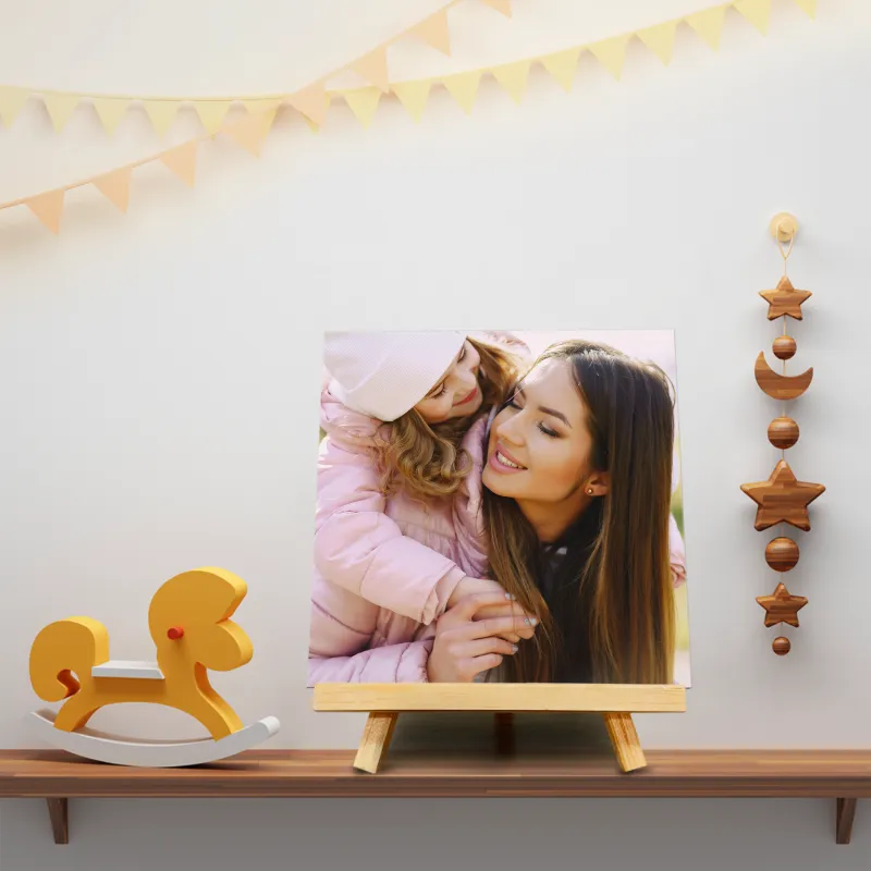 Custom 8x8" Wooden Plaque with Easel Stand