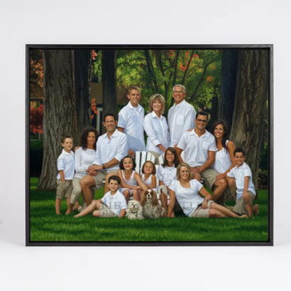 Personalized Family Oil Painting Portrait from Photo, Custom Digital Oil Art in Luxury Floating Frame, 5:4 Vertical Family Wall Decor, Unique Anniversary Gift