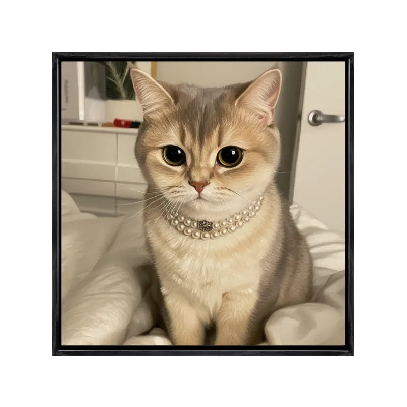 Custom Pet Portrait - Museum Quality Floating Frame Canvas 1:1