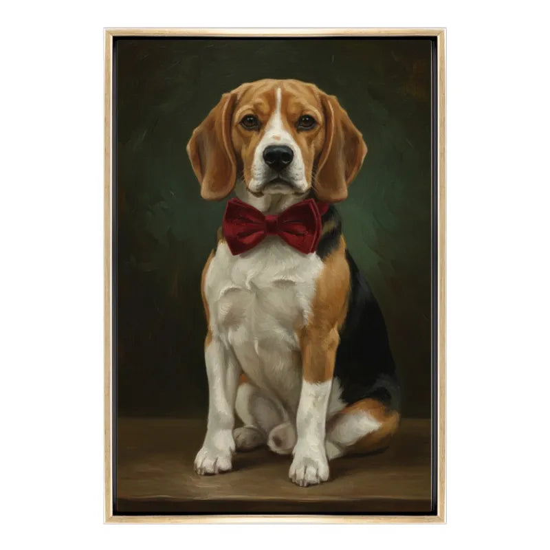 Custom Pet Dog Oil Painting Portrait in 2:3 Floating Frame, Personalized Vertical Wall Art from Photo, Large Framed Oil Painting Canvas, Modern Home Decor