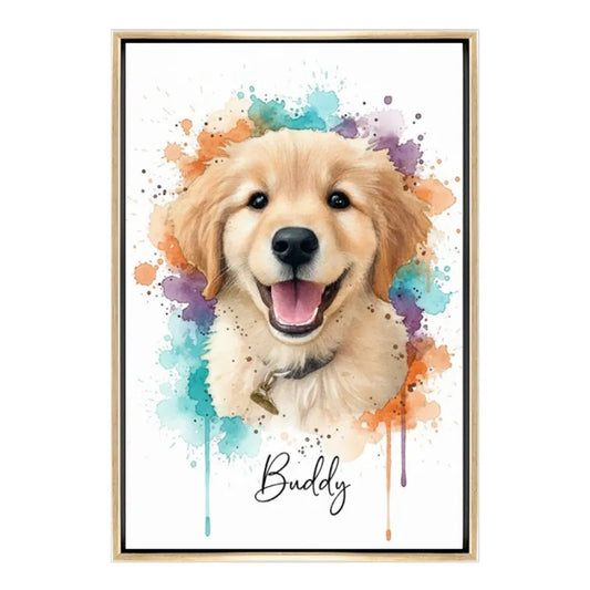 Custom Watercolor Portrait in 2:3 Floating Frame, Personalized Vertical Wall Art from Photo, Large Framed Watercolor Painting, Modern Home Decor