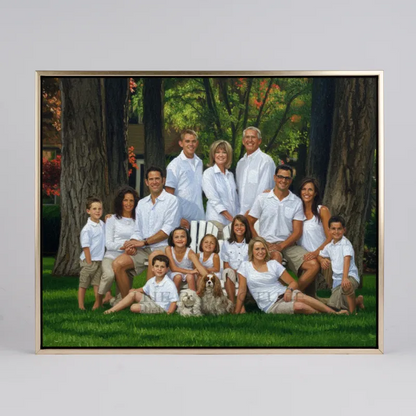 Personalized Family Oil Painting Portrait from Photo, Custom Digital Oil Art in Luxury Floating Frame, 5:4 Vertical Family Wall Decor, Unique Anniversary Gift