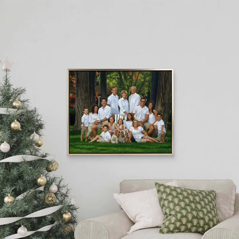 Personalized Family Oil Painting Portrait from Photo, Custom Digital Oil Art in Luxury Floating Frame, 5:4 Vertical Family Wall Decor, Unique Anniversary Gift