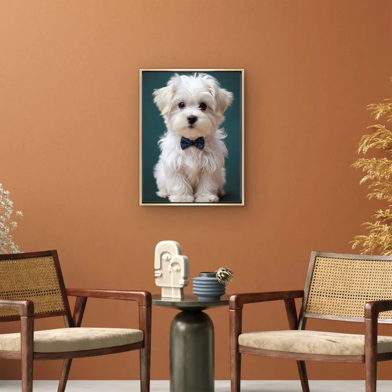 Custom 3:4 Floating Frame Canvas, Personalized Pet Portrait Wall Art,  Modern Gallery Home Decor