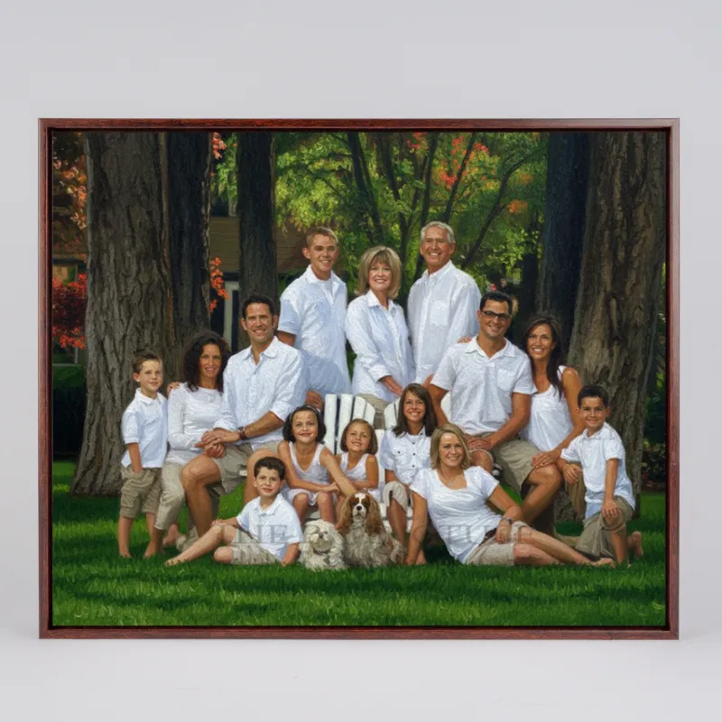 Personalized Family Oil Painting Portrait from Photo, Custom Digital Oil Art in Luxury Floating Frame, 5:4 Vertical Family Wall Decor, Unique Anniversary Gift