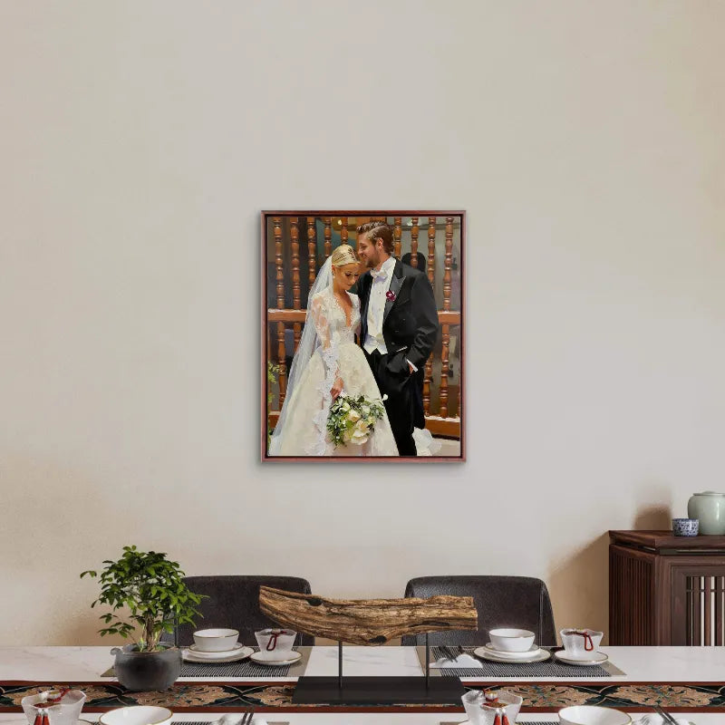 Custom Portrait from Photo - Morden Frame Wall Art - Personalized Oil, Watercolor & Sketch Style Painting - 4:5 Modern Vertical Picture Frame Decor