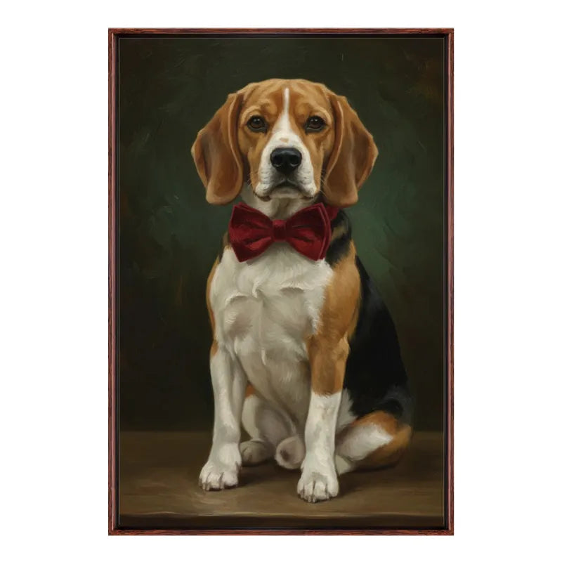 Custom Pet Dog Oil Painting Portrait in 2:3 Floating Frame, Personalized Vertical Wall Art from Photo, Large Framed Oil Painting Canvas, Modern Home Decor
