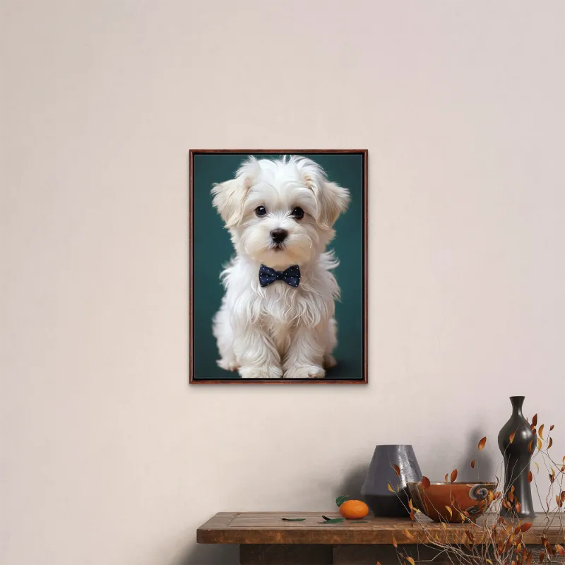 Custom 3:4 Floating Frame Canvas, Personalized Pet Portrait Wall Art,  Modern Gallery Home Decor