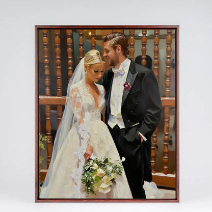 Custom Portrait from Photo - Morden Frame Wall Art - Personalized Oil, Watercolor & Sketch Style Painting - 4:5 Modern Vertical Picture Frame Decor