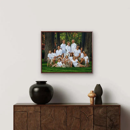 Personalized Family Oil Painting Portrait from Photo, Custom Digital Oil Art in Luxury Floating Frame, 5:4 Vertical Family Wall Decor, Unique Anniversary Gift