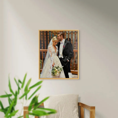 Custom Portrait from Photo - Morden Frame Wall Art - Personalized Oil, Watercolor & Sketch Style Painting - 4:5 Modern Vertical Picture Frame Decor