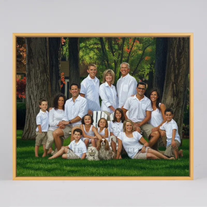 Personalized Family Oil Painting Portrait from Photo, Custom Digital Oil Art in Luxury Floating Frame, 5:4 Vertical Family Wall Decor, Unique Anniversary Gift