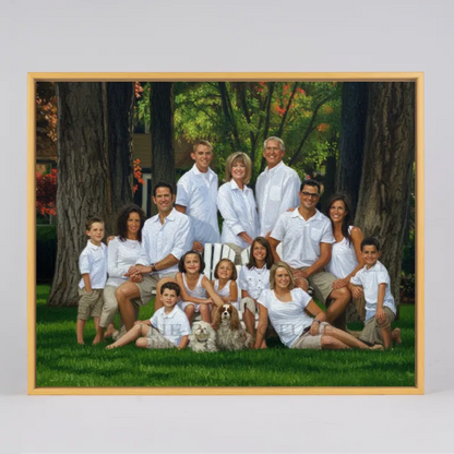 Personalized Family Oil Painting Portrait from Photo, Custom Digital Oil Art in Luxury Floating Frame, 5:4 Vertical Family Wall Decor, Unique Anniversary Gift