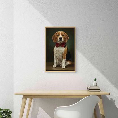 Custom Pet Dog Oil Painting Portrait in 2:3 Floating Frame, Personalized Vertical Wall Art from Photo, Large Framed Oil Painting Canvas, Modern Home Decor